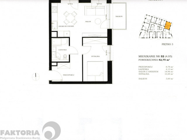 Nowa inwestycja 2 pokoje 42,74 m2, balkon 2,99 m2