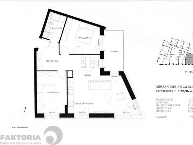 Nowa inwestycja 3 pokoje 72,82 m2, balkon 7,83 m2